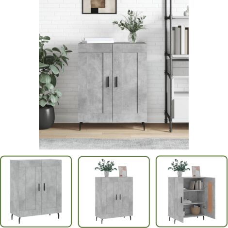 The Living Store Buffet gris béton 69,5x34x90 cm bois d'ingénierie - Buffet - Meuble De Rangement - Armoire - Commode - Mobilier Moderne