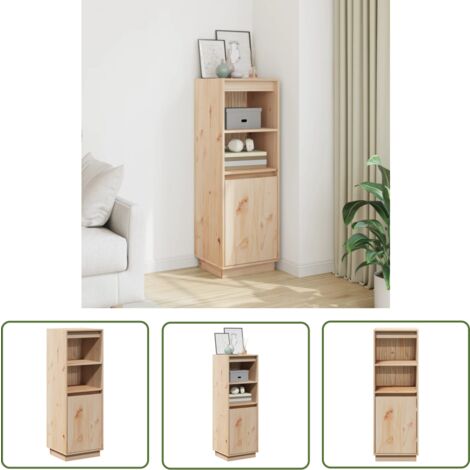 The Living Store Buffet haut 37x34x110 cm Bois massif de pin - Buffet En Bois - Buffet Moderne - Buffet Rustique - Meuble De Rangement - Armoire Basse