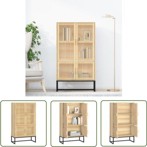 The Living Store Buffet haut 70x35x125 cm bois d'ingénierie - Buffet Design Scandinave - Meuble Rangement - Buffet Haut - Buffet Moderne - Commode Bois