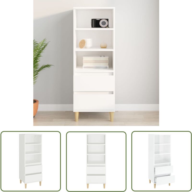 Buffet haut Blanc 40x36x110 cm Bois d'ingénierie - Buffet - Armoire - Meuble De Rangement - Mobilier - Décoration Intérieure - The Living Store