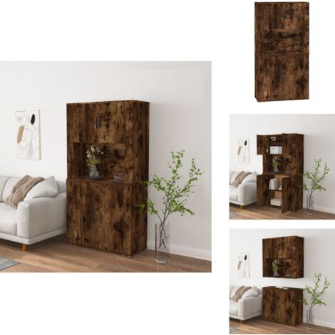 The Living Store Buffet haut Chêne fumé Bois d'ingénierie - Rangement mur