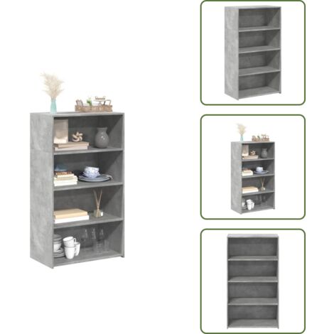 The Living Store Buffet haut gris béton 70x41x124 cm bois d'ingénierie - Buffet Design Intemporel - Meuble Rangement Cuisine - Commode Gris Beton - Meuble Salon - Buffet Haut