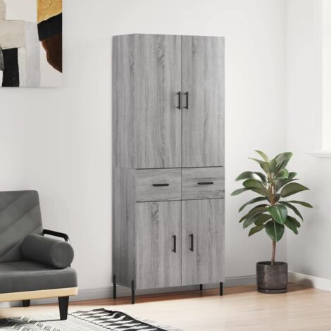The Living Store -  Buffet haut Sonoma gris 69,5x34x180 cm Bois d'ingénierie