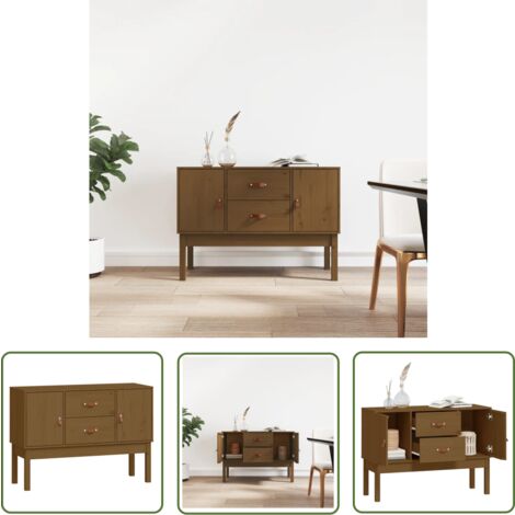 The Living Store Buffet Marron miel 110x40x78 cm Bois massif de pin - Buffet - Armoire - Meuble De Rangement - Mobilier - Bois Massif