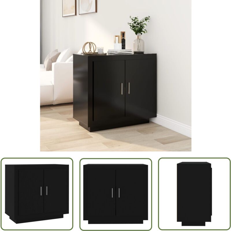 Maison Chic - The Living Store Buffet Noir 80x40x75 cm Bois d'ingénierie - Buffet Noir - Meuble Rangement - Commode Moderne - Mobilier Salon
