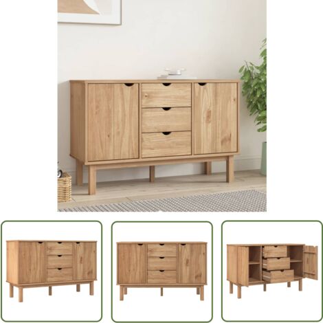 The Living Store Buffet OTTA 113,5x43x73 cm Bois massif de pin - Buffet - Meuble De Rangement - Commode - Mobilier Scandinave - Bois Massif