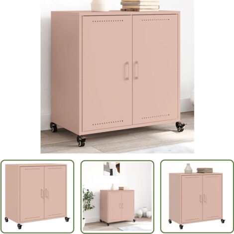 The Living Store Buffet rose 68,5x39x72 cm acier - Buffet Design - Meuble Rangement - Armoire Élégante - Buffet Acier - Mobilier Salon