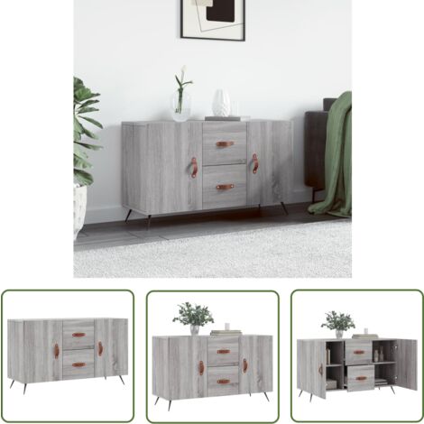 The Living Store Buffet sonoma gris 100x36x60 cm bois d'ingénierie - Buffet Design Moderne - Buffet Rangement - Armoire Murale - Meuble Salon - Commode