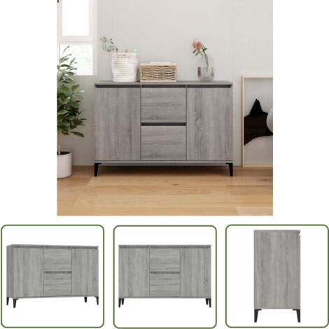 The Living Store Buffet Sonoma gris 104x35x70 cm Bois d'ingénierie - Buffet - Meuble De Rangement - Commode - Mobilier Moderne - Design Scandinave