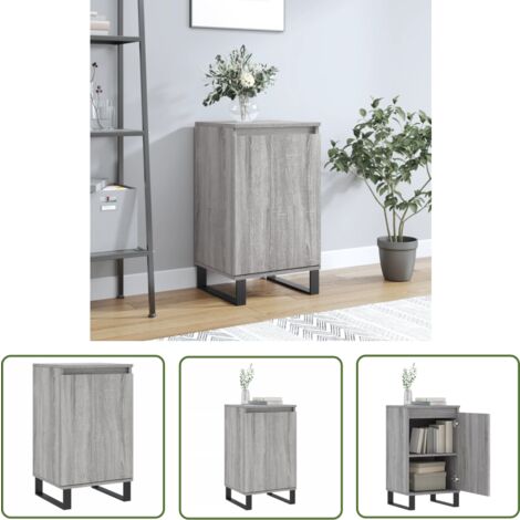 The Living Store Buffet sonoma gris 40x35x70 cm bois d'ingénierie - Buffet Design - Meuble Rangement - Armoire Salon - Commode Entrée - Mobilier Contemporain