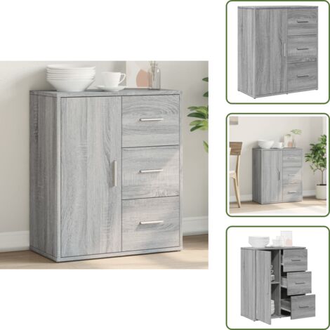 The Living Store Buffet sonoma gris 60x31x70 cm bois d'ingénierie - Buffet - Meuble De Rangement - Armoire - Commode - Salon