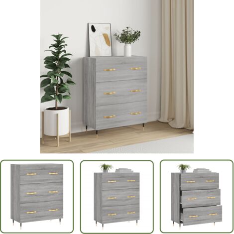 The Living Store Buffet sonoma gris 69,5x34x90 cm bois d'ingénierie - Buffet - Meuble De Rangement - Commode - Mobilier - Décoration Intérieure