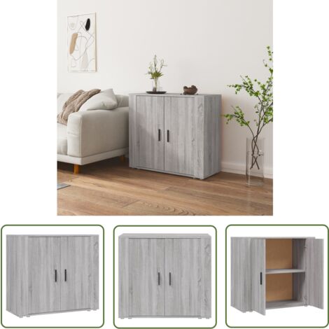 The Living Store Buffet Sonoma gris 80x33x70 cm Bois d'ingénierie - Buffet - Commode - Rangement - Meuble De Salon - Meuble Entrée