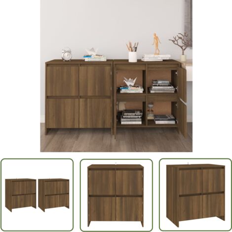 The Living Store Buffets 2 pcs Chêne marron 70x41x75 cm Bois d'ingénierie - Buffet - Meuble De Rangement - Armoire - Commode - Mobilier