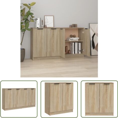 The Living Store Buffets 2 pcs Chêne sonoma 60x30x70 cm Bois d'ingénierie - Buffet - Meuble De Rangement - Commode - Bibliothèque - Décoration Intérieure