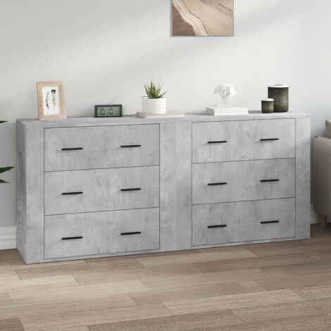 The Living Store -  Buffets 2 pcs gris béton bois d'ingénierie