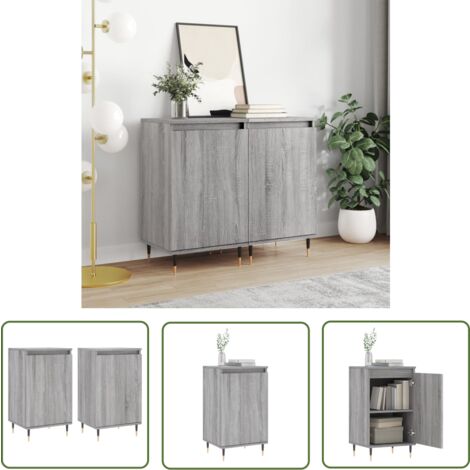 The Living Store Buffets 2 pcs sonoma gris 40x35x70 cm bois d'ingénierie - Buffet Design - Meuble Rangement - Armoire Entrée - Commode Salon - Mobilier Chambre