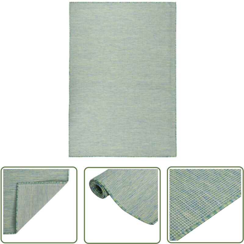 The Living Store - Tapis à tissage plat d'extérieur 160x230 cm Turquoise - Tapiss Exterieurs - Tapis Décoratif - Tapis Résistant Aux Intempéries