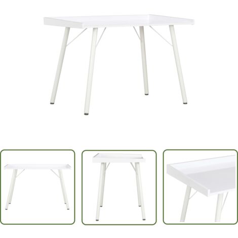 The Living Store Bureau Blanc 90x50x79 cm - Bureau Blanc - Bureau Informatique - Bureau D'angle - Meuble De Bureau - Bureau Compact