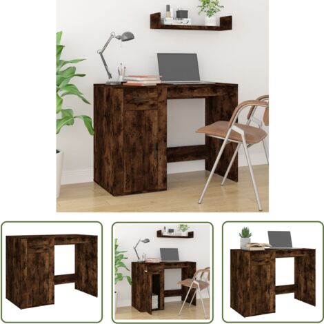 The Living Store Bureau Chêne fumé 100x49x75 cm Bois d'ingénierie - Bureau Design - Bureau Ordinateur - Bureau Modulaire - Meuble De Bureau - Bureau Chic
