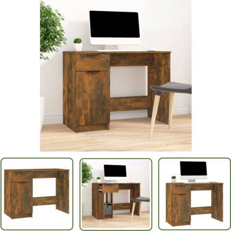The Living Store Bureau Chêne fumé 100x50x75 cm Bois d'ingénierie - Bureau - Meuble De Bureau - Bureau Informatique - Table Ordinateur - Bois D'ingénierie