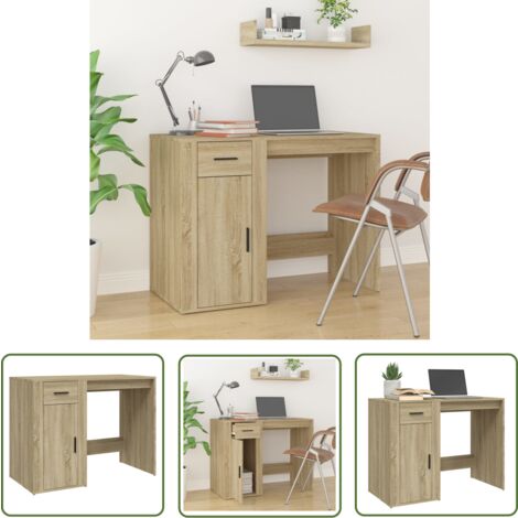 The Living Store Bureau Chêne sonoma 100x49x75 cm Bois d'ingénierie - Bureau Ordinateur - Bureau Design - Bureau Chêne - Meuble De Bureau - Bureau Spacieux