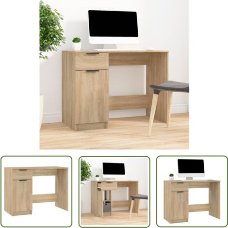 The Living Store Bureau Chêne sonoma 100x50x75 cm Bois d'ingénierie - Bureau Ordinateur - Bureau Moderne - Bureau Chêne - Meuble De Bureau - Bureau Design