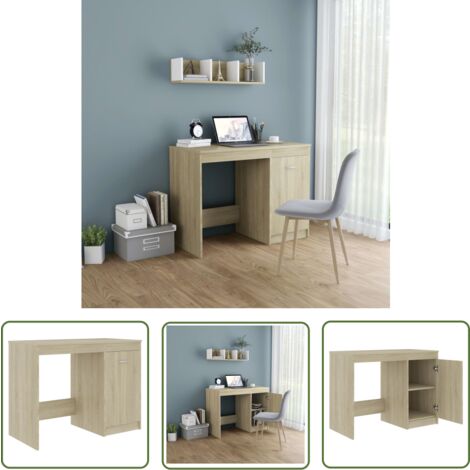 The Living Store Bureau Chêne sonoma 100x50x76 cm Bois d’ingénierie - Bureau Design - Bureau Moderne - Bureau Chêne Sonoma - Meuble De Bureau - Bureau Avec Rangement