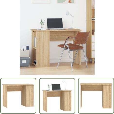 The Living Store Bureau chêne sonoma 100x55x75 cm bois d'ingénierie - Bureau Ordinateur - Bureau D'étude - Meuble De Bureau - Bureau Design - Bureau Moderne