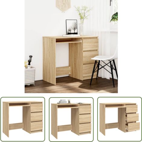 The Living Store Bureau Chêne sonoma 90x45x76 cm Bois d’ingénierie - Bureau - Meuble De Bureau - Bureau Ordinateur - Bureau Design - Bureau Compact