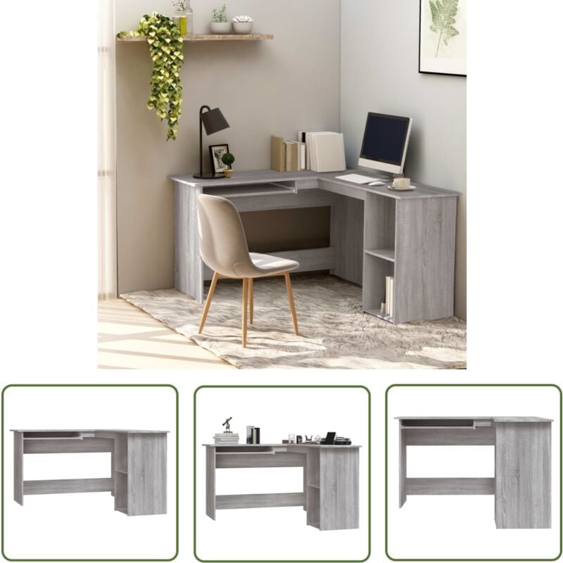 The Living Store - Bureau d'angle sonoma gris 120x140x75 cm bois d'ingénierie - Bureau D'angle - Bureau Moderne - Bureau Informatique - Bureau Design