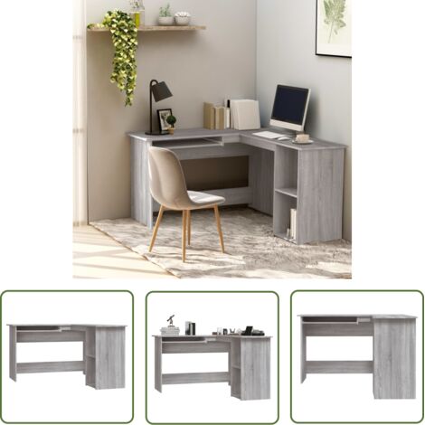 The Living Store Bureau d'angle sonoma gris 120x140x75 cm bois d'ingénierie - Bureau D'angle - Bureau Moderne - Bureau Informatique - Bureau Design - Meuble De Bureau