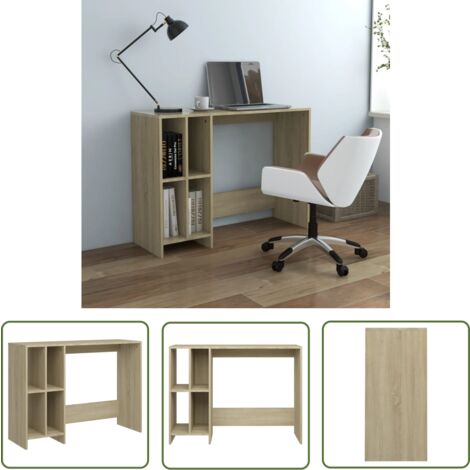 The Living Store Bureau d'ordinateur portable chêne sonoma bois d'ingénierie - Bureau Ordinateur - Bureau Design - Bureau Compact - Bureau Rangement - Meuble Bureau