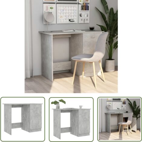 The Living Store Bureau Gris béton 100x50x76 cm Bois d’ingénierie - Bureau Gris - Bureau Design - Bureau Compact - Bureau Avec Tiroir - Bureau Informatique