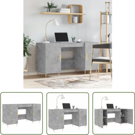The Living Store Bureau gris béton 140x50x75 cm bois d'ingénierie - Bureau D'étude - Bureau Compact - Meuble De Bureau - Bureau Design - Bureau Industriel