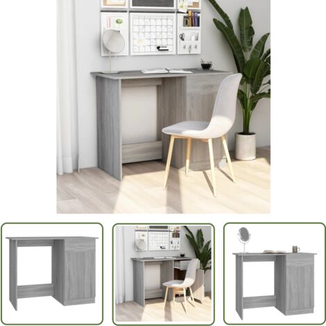 The Living Store Bureau Sonoma gris 100x50x76 cm Bois d'ingénierie - Bureau En Bois - Bureau Design - Bureau Compact - Bureau Ordinateur - Bureau Étudiant