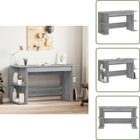 The Living Store Bureau sonoma gris 140x50x75 cm bois d'ingénierie - Bureau - Meuble De Bureau - Bureau Design - Bureau Moderne - Bureau Gris