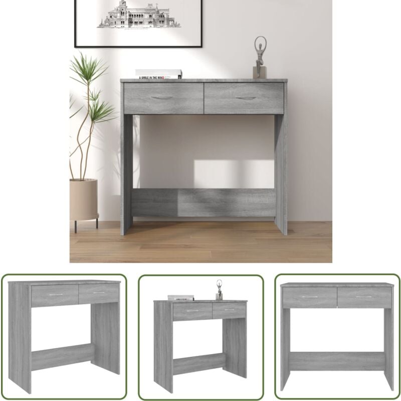 The Living Store - Bureau sonoma gris 80x40x75 cm bois d'ingénierie - Bureau En Bois D'ingénierie - Bureau Compact - Bureau Design - Bureau Gris