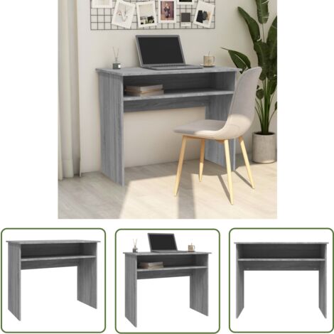 The Living Store Bureau Sonoma gris 90x50x74 cm Bois d'ingénierie - Bureau En Bois - Bureau Design - Bureau Informatique - Bureau Modulaire - Meuble De Bureau