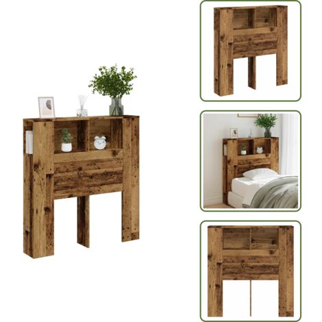 The Living Store Cabecero armario madera ingeniería envejecida 100x18,5x102,5 cm - Madera envejecida