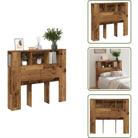 The Living Store Cabecero armario madera ingeniería envejecida 120x19x104,5 cm - Madera envejecida
