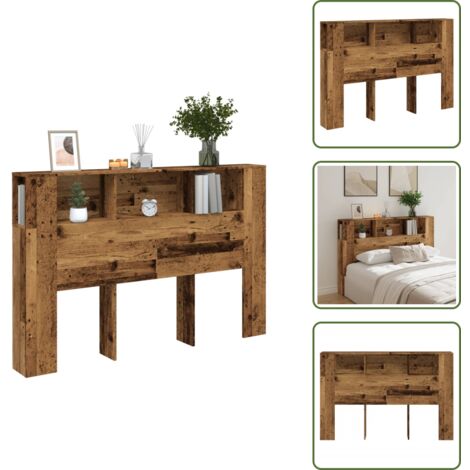 The Living Store Cabecero armario madera ingeniería envejecida 160x18,5x103,5 cm - Armario de madera