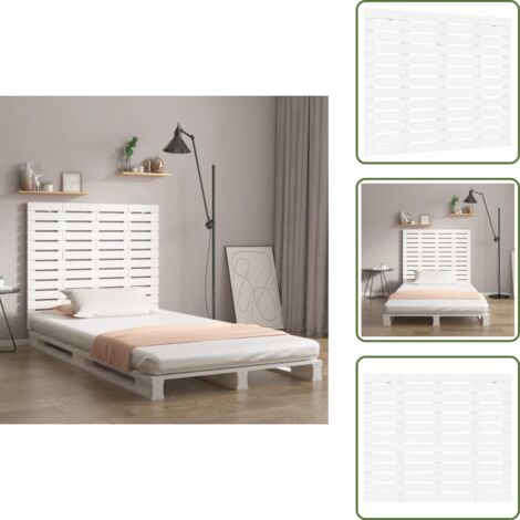 The Living Store Cabecero cama de pared madera maciza pino blanco 146x3x91,5 cm - Cabecero de pared