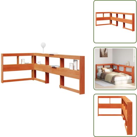 The Living Store Cabecero cama estantería forma L marrón encerado 80 cm - Estantería