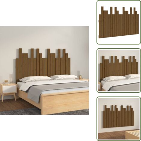 The Living Store Cabecero cama pared madera maciza pino marrón miel 127,5x3x80cm - Cabecero de pared