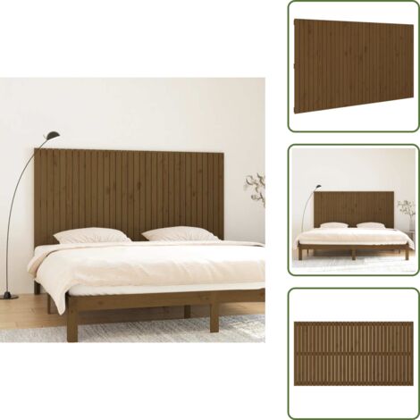 The Living Store Cabecero cama pared madera maciza pino marrón miel 204x3x110 cm - Cabecero de pared