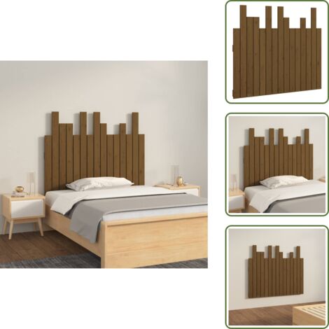 The Living Store Cabecero cama pared madera maciza pino marrón miel 95,5x3x80 cm - Cabecero de pared