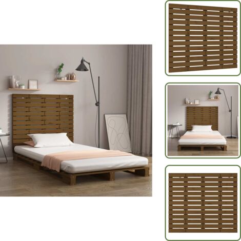 The Living Store Cabecero cama pared madera maciza pino marrón miel 96x3x91,5 cm - Cabecero de pared