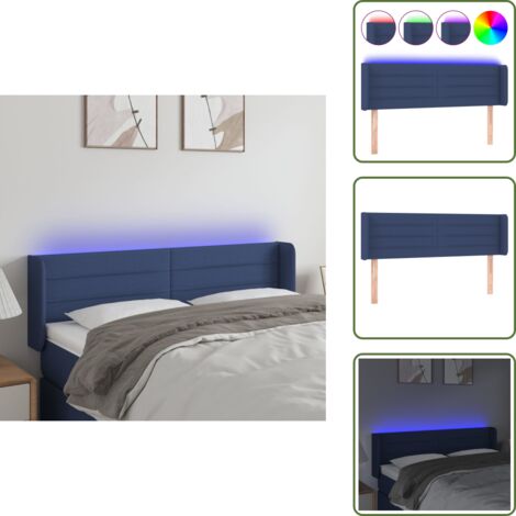 The Living Store Cabecero con LED de tela azul 147x16x78/88 cm - Cabecero azul