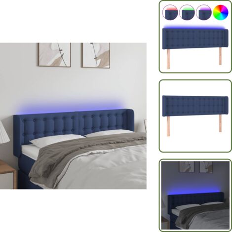 The Living Store Cabecero con LED de tela azul 147x16x78/88 cm - Cabecero azul